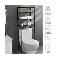 Givimo Over The Toilet Storage Shelf Space Saving 3-Tier Bathroom Organizer Black Finish