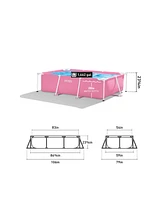 Intex 86" x 23" Outdoor Rectangular Frame Above Ground Swimming Pool, Pink