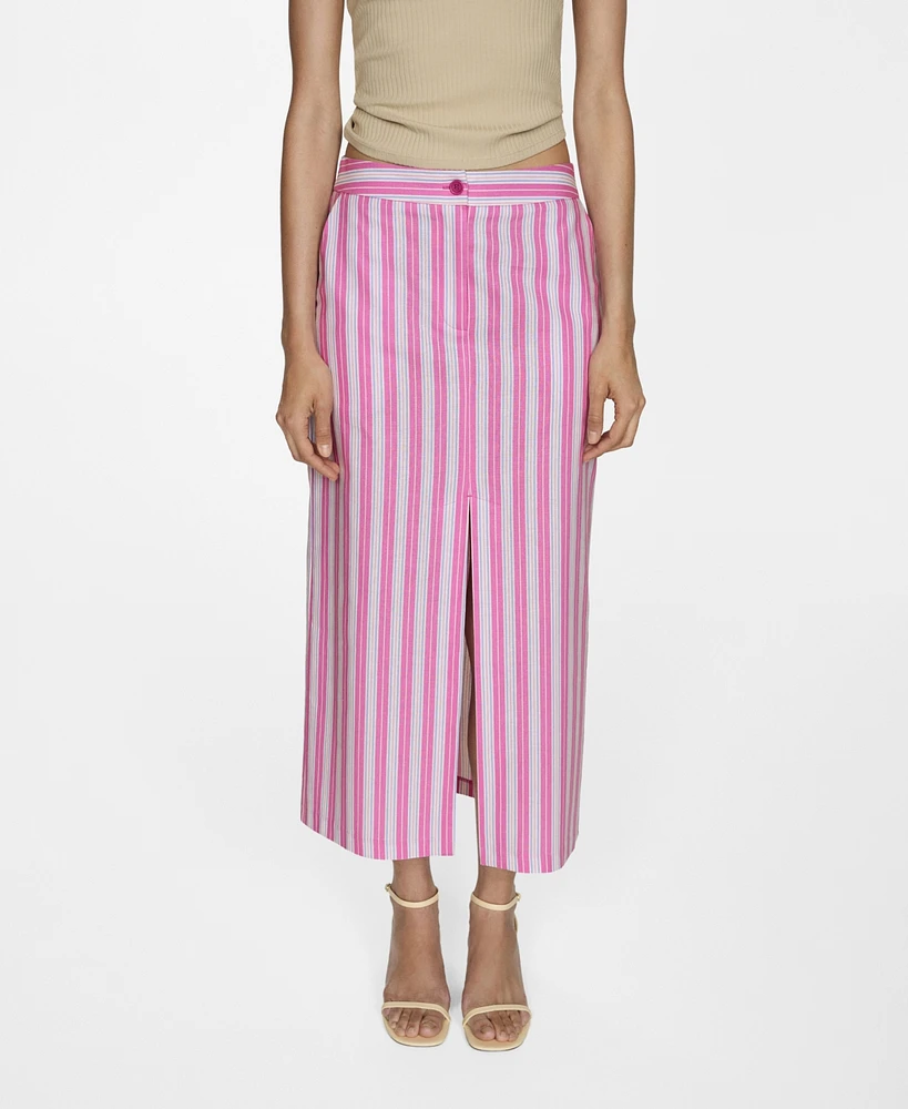 Mango Women's Slit Striped Skirt