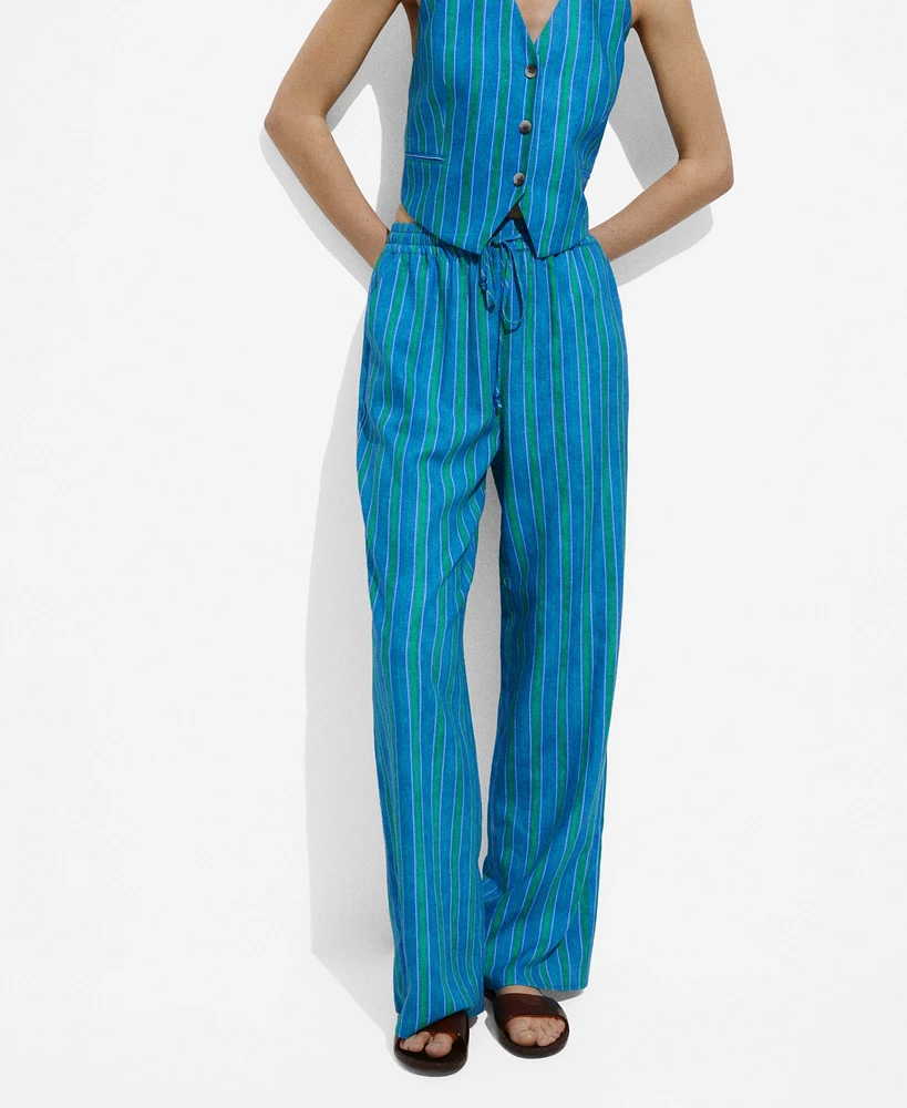 Mango Women's Stripe-Print Straight Pants