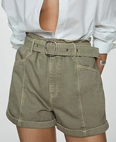 Mango Women's Belt Detail Denim Shorts