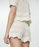 Mango Women's Crochet Knit Shorts