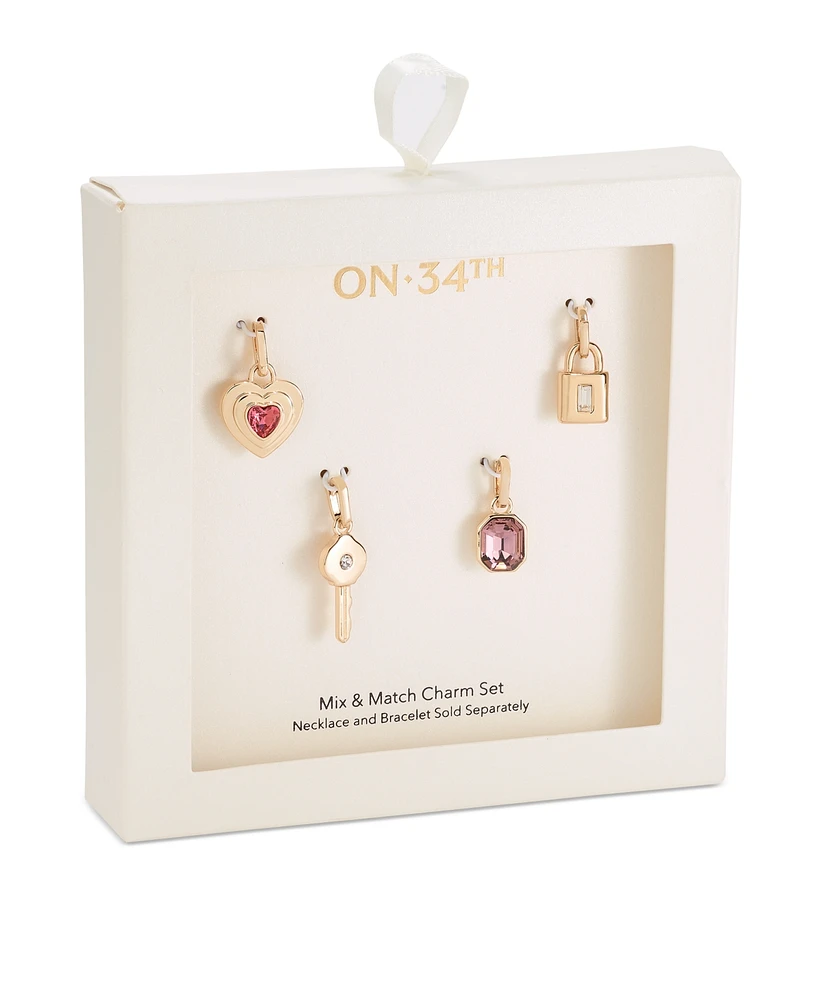 On 34th Gold-Tone 4-Pc. Set Stone, Heart, Key, & Lock Mix & Match Charms, Created for Macy's