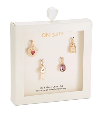 On 34th Gold-Tone 4-Pc. Set Stone, Heart, Key, & Lock Mix & Match Charms, Created for Macy's