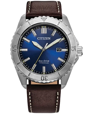 Citizen Eco-Drive Men's Brycen Brown Leather Strap Watch 41mm