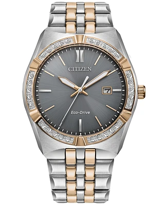 Citizen Eco-Drive Men's Corso Diamond (1/10 ct. t.w.) Two-Tone Stainless Steel Bracelet Watch 40mm