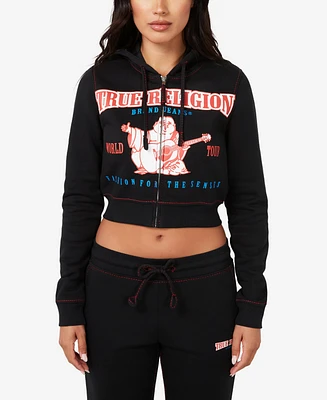 True Religion Women's Anniversary Big T Zip Hoodie