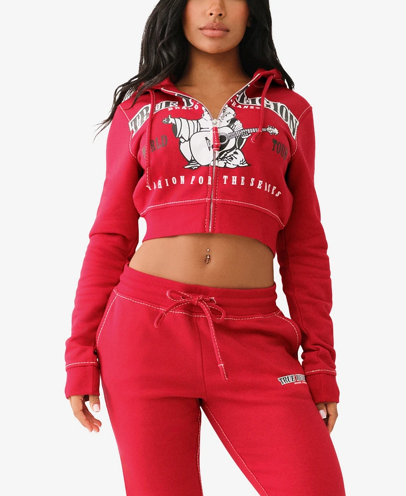 True Religion Women's Anniversary Big T Zip Hoodie