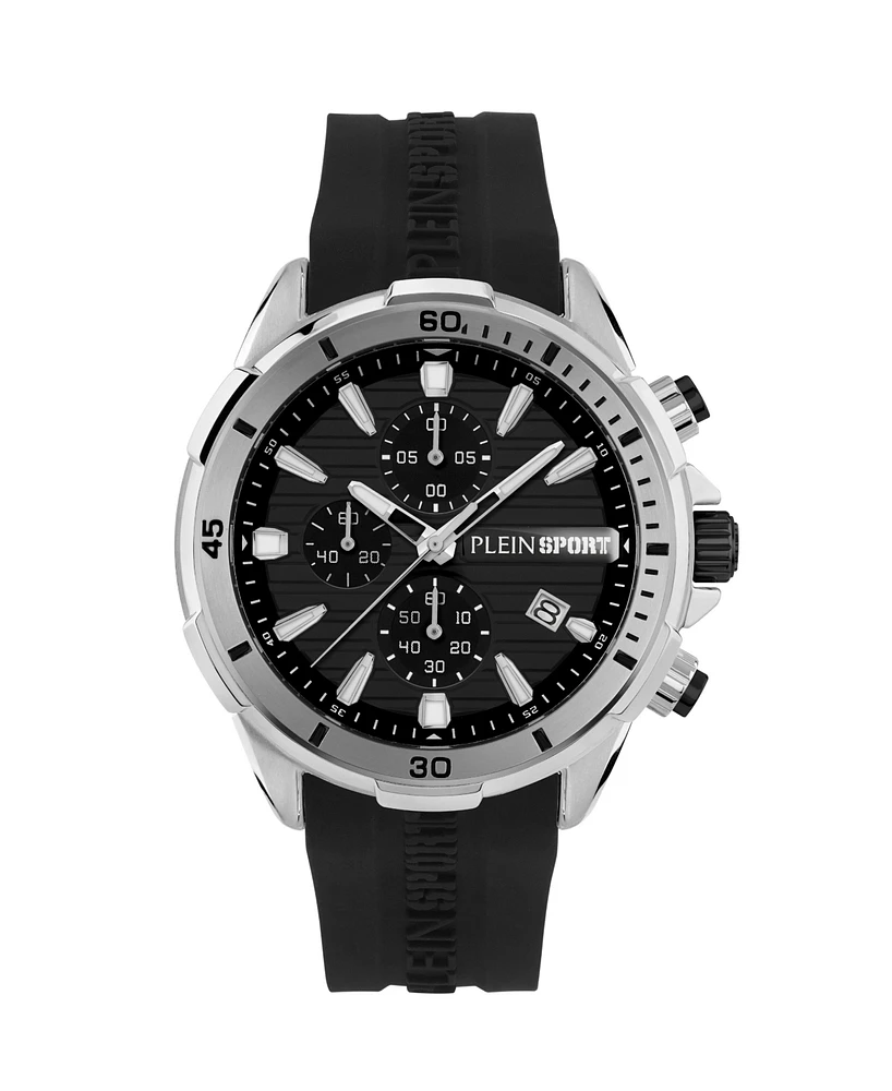 Plein Sport Men's Impact Chronograph Date Quartz Silicone Strap 46mm