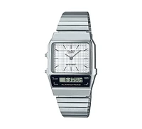 Casio Unisex Silver Tone Stainless Steel Watch, 32.1mm, AQ800E-7A2VT