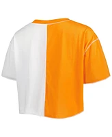 ZooZatz Women's Tennessee Orange/White Tennessee Volunteers Colorblock Cropped T-Shirt