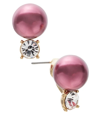 Charter Club Gold-Tone Color Imitation Pearl & Crystal Stud Earrings, Created for Macy's