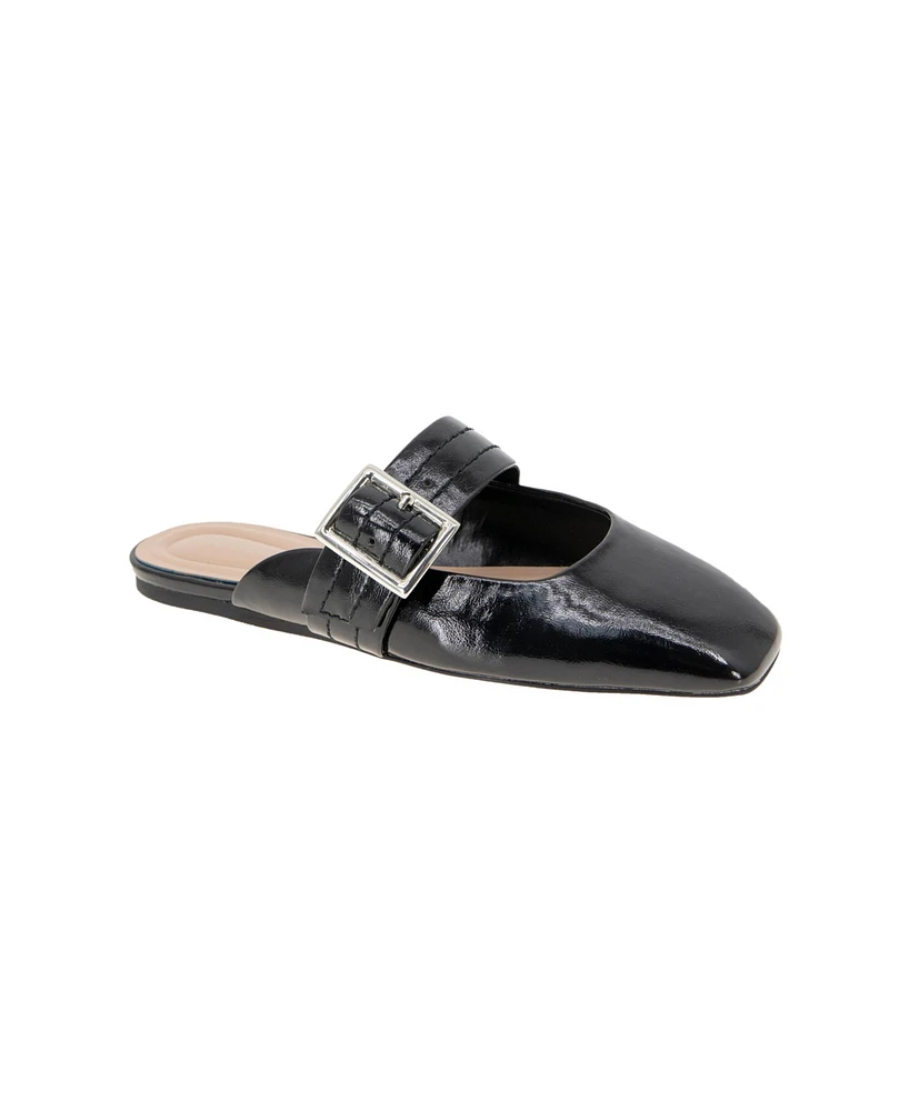 BCBGeneration Women's Hope Square Toe Buckle Slide Flat Mules