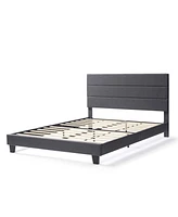 Clara Clark Horizontal Channel Upholstered Platform Bed - King
