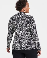 I.n.c. International Concepts Plus Printed Surplice Blouse, Created for Macy's