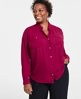 I.n.c. International Concepts Women's Collared Button-Down Blouse, Xs-3X, Created for Macy's