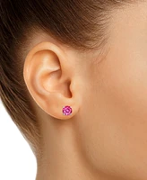 Pink Topaz Solitaire Four Prong Stud Earrings (1-1/5 ct. t.w.) 14k Gold (Also Turquoise)