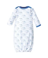 Luvable Friends Baby Boys Baby Cotton Long-Sleeve Gowns 3pk Elephant Stars