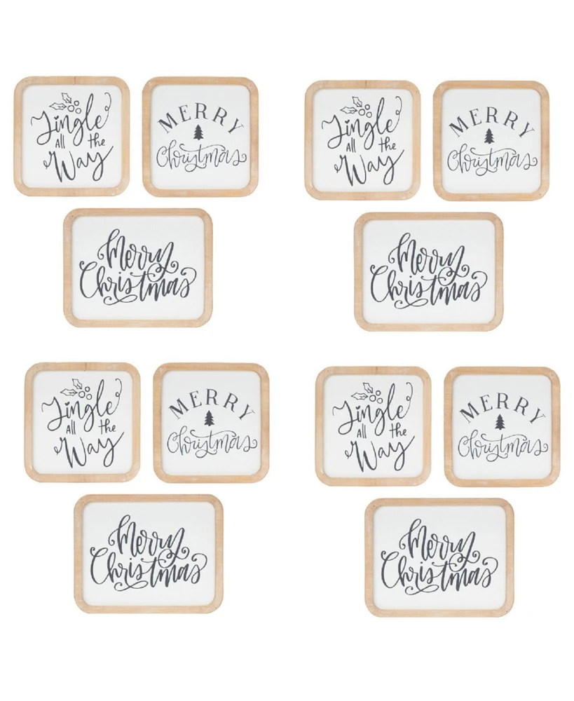 Slickblue Christmas Holiday Sentiment Plaque Set of 12 Festive Seasonal Plaques