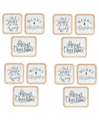 Slickblue Christmas Holiday Sentiment Plaque Set of 12 Festive Seasonal Plaques