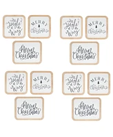 Slickblue Christmas Holiday Sentiment Plaque Set of 12 Festive Seasonal Plaques