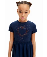 Desigual Girls Girls's Rhinestone heart dress