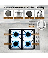 Sugift 30 Inch Gas Cooktop with 4 Powerful Burners and Abs Knobs