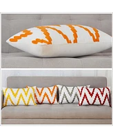 Caromio 2Pcs Chevron Embroidered Decorative Throw Pillow Covers 12" x 20"