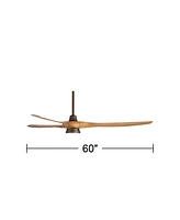 60" Aireon Modern Large 3 Blade Indoor Outdoor Ceiling Fan with Led Light Remote Control Rubbed Bronze Walnut Blades Damp Rated for Patio Exterior Hou