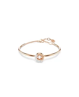 Swarovski Round Cut, White, Rose Gold-Tone Plated Dextera Bangle