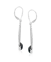 American West Jewelry Sterling Silver and Geometric Shape Agate Gemstone Lever Back Earrings