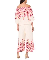 Sam Jess Petite Printed Off The Shoulder Top High Rise Pull On Printed Palazzo Pants