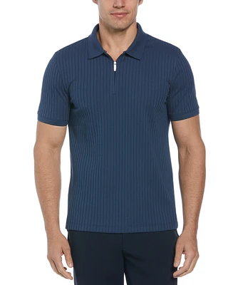 Perry Ellis Men's Slim-Fit Ribbed-Knit 1/4-Zip Polo Shirt