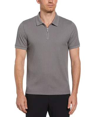 Perry Ellis Men's Slim-Fit Ribbed-Knit 1/4-Zip Polo Shirt