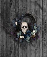 National Tree Company Halloween Skull Half Wreath, 24 Inches