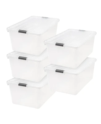 Iris Usa 5Pack 68qt/17gal Clear View Plastic Storage Bin with Lid