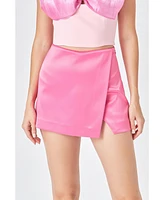 endless rose Women's Satin Asymmetric Skort