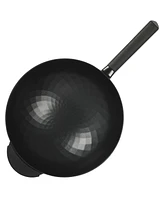 Kenmore Eugene 13 Inch Cast Aluminum Wok W/ Lid - Matte Black
