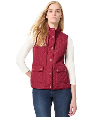 Jones New York Women's Quilted Patch Pocket Vest with Snaps Zipper