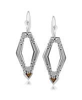 American West Jewelry Sterling Silver and Geometric Shape Tiger's Eye Gemstone Lever Back Earrings