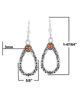 American West Jewelry Sterling Silver Orange Spiny Oyster Gemstone Pear Shaped Lever Back Earrings