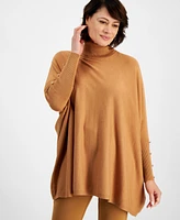 Jm Collection Women's Poncho Turtleneck Sweater, Regular & Petite, Created for Macy's