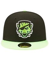 New Era Men's Black/Neon Green Erie SeaWolves Theme Night 59FIFTY Fitted Hat