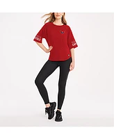 Dkny Sport Women's Red Washington Capitals Diana Tri-Blend Oversized T-Shirt