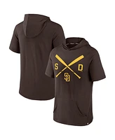 Fanatics Men's Brown San Diego Padres Iconic Rebel Short Sleeve Pullover Hoodie