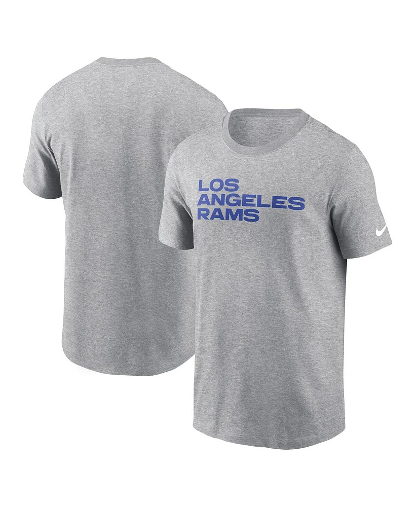 Nike Men's Heather Gray Los Angeles Rams Primetime Wordmark Essential T-Shirt