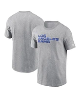 Nike Men's Heather Gray Los Angeles Rams Primetime Wordmark Essential T-Shirt