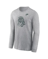 Nike Men's Heather Gray Michigan State Spartans Legacy Primary Logo Long Sleeve T-Shirt