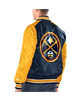 Starter Men's Navy/Gold Denver Nuggets Renegade Satin Full-Snap Varsity Jacket