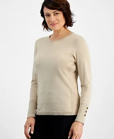 Jm Collection Women's Lurex Shine Crewneck Sweater, Created for Macy's